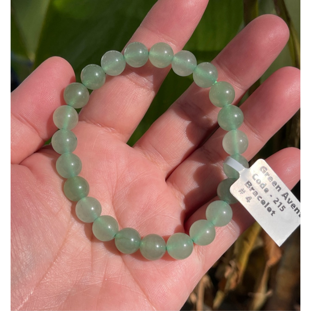NWT Natural Green Aventurine Beaded Elastic Bracelet